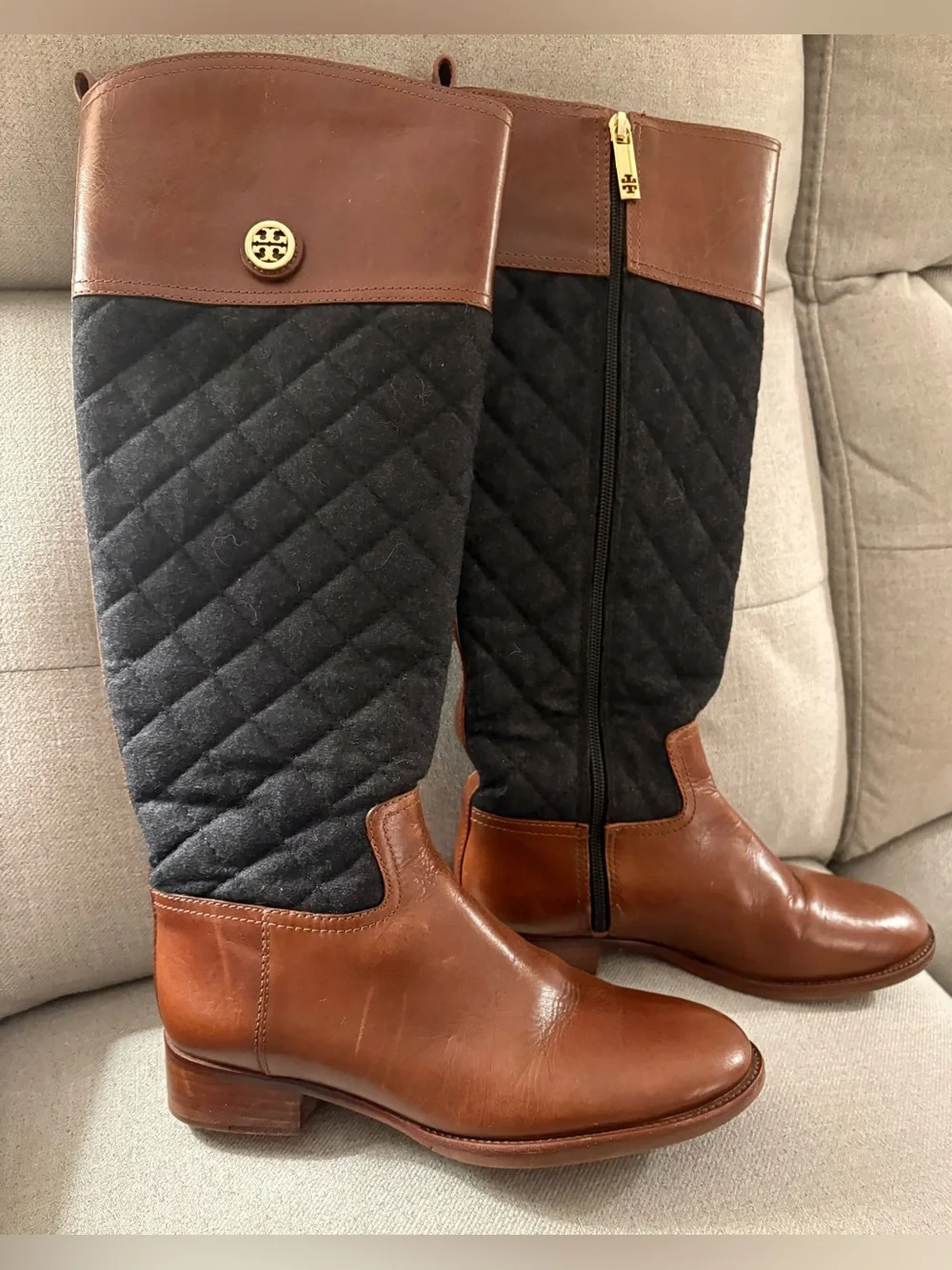 Tory Burch Women's Brown Rosalie Rinding Boot, Size 7